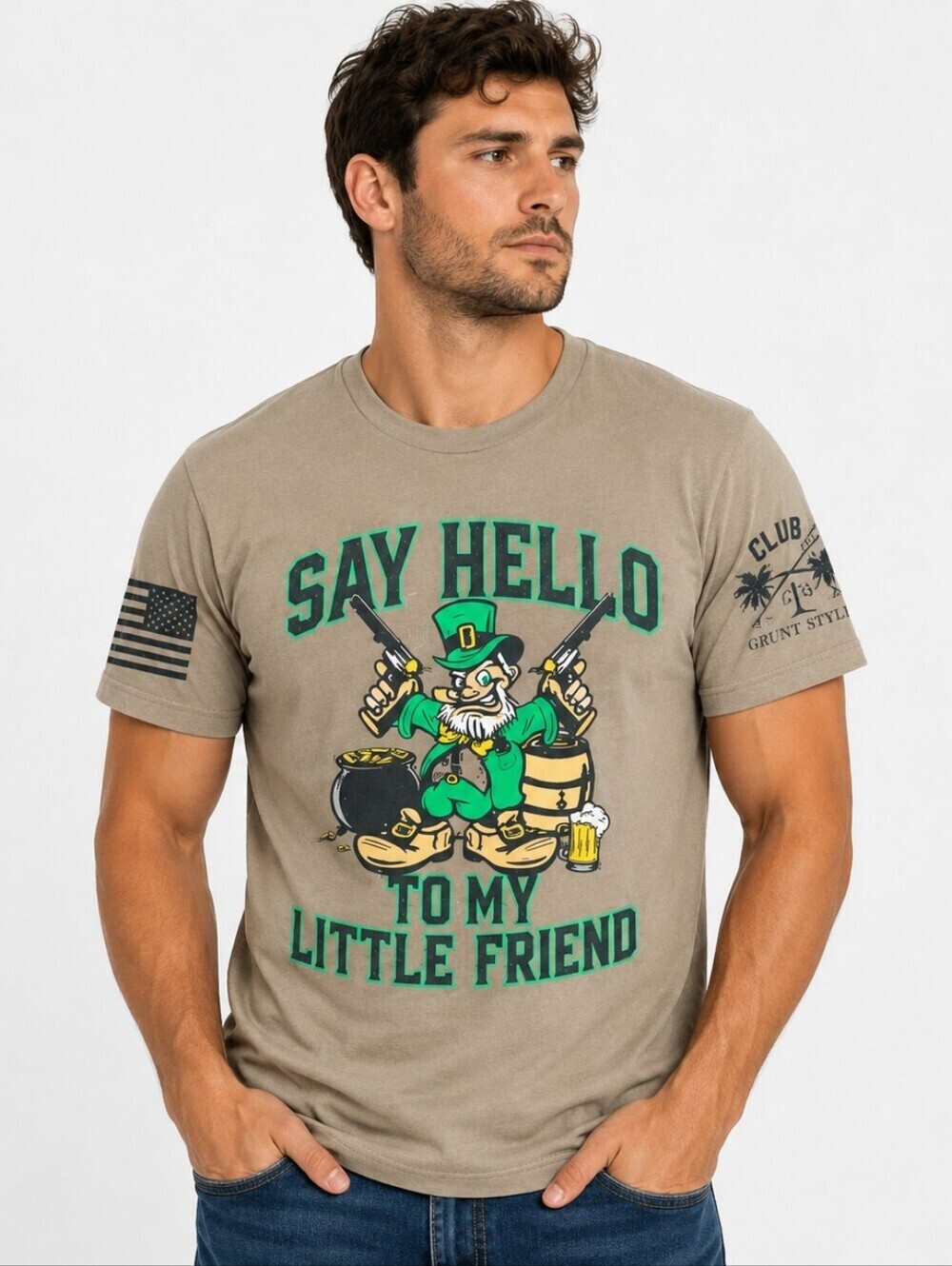 Grunt Style Leprechaun Graphic T-Shirt Men’s Large St Patrick’s Day Funny